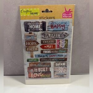 🩷5/$10 Home & Inspirational Wood Sign Stickers - Multicolor